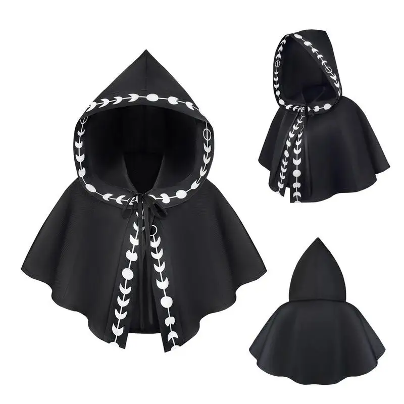 1 Pc New Halloween Hooded Cloak for Kids Gothic Retro Hooded Wrap Cloak Cosplay Accessories for Dress-Up Halloween Photos Stage