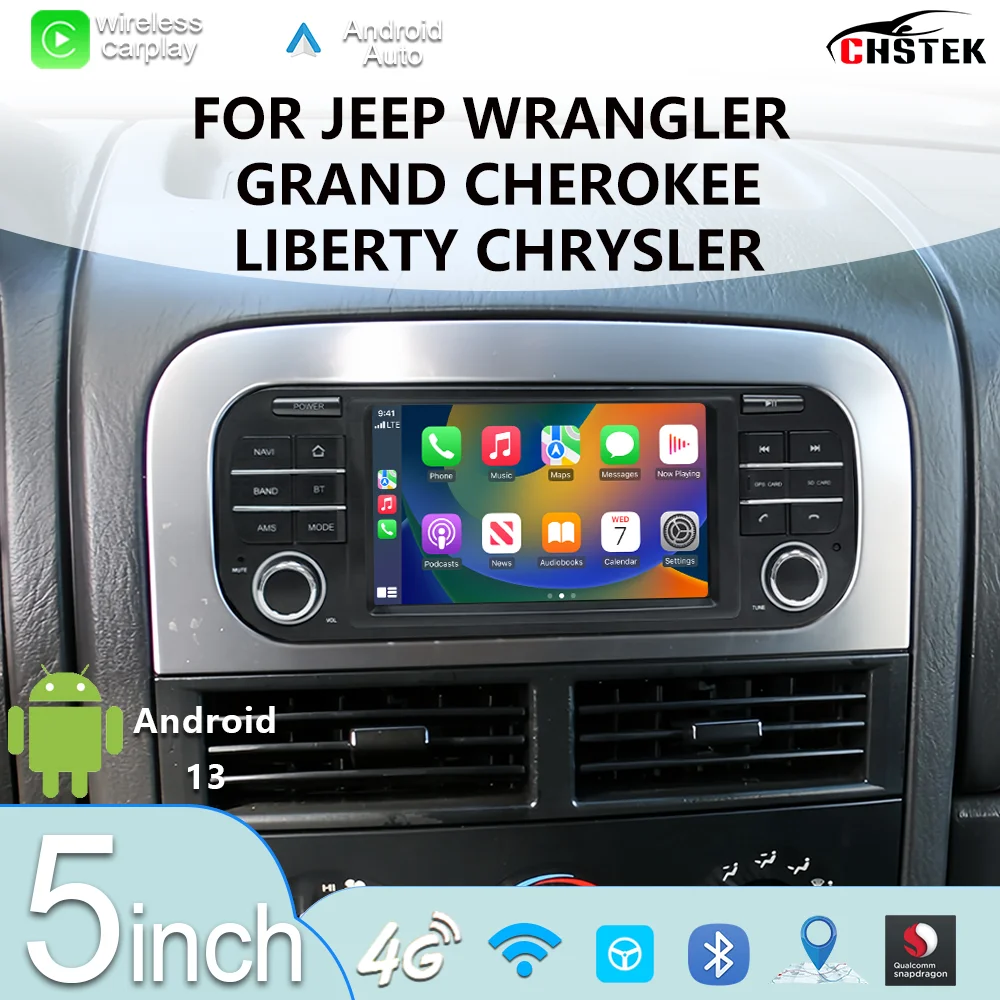 

CHSTEK Wireless Carplay For Jeep Wrangler Dodge Grand Cherokee Liberty Chrysler Touchscreen Multimedia 4G BT GPS Navigation WIFI