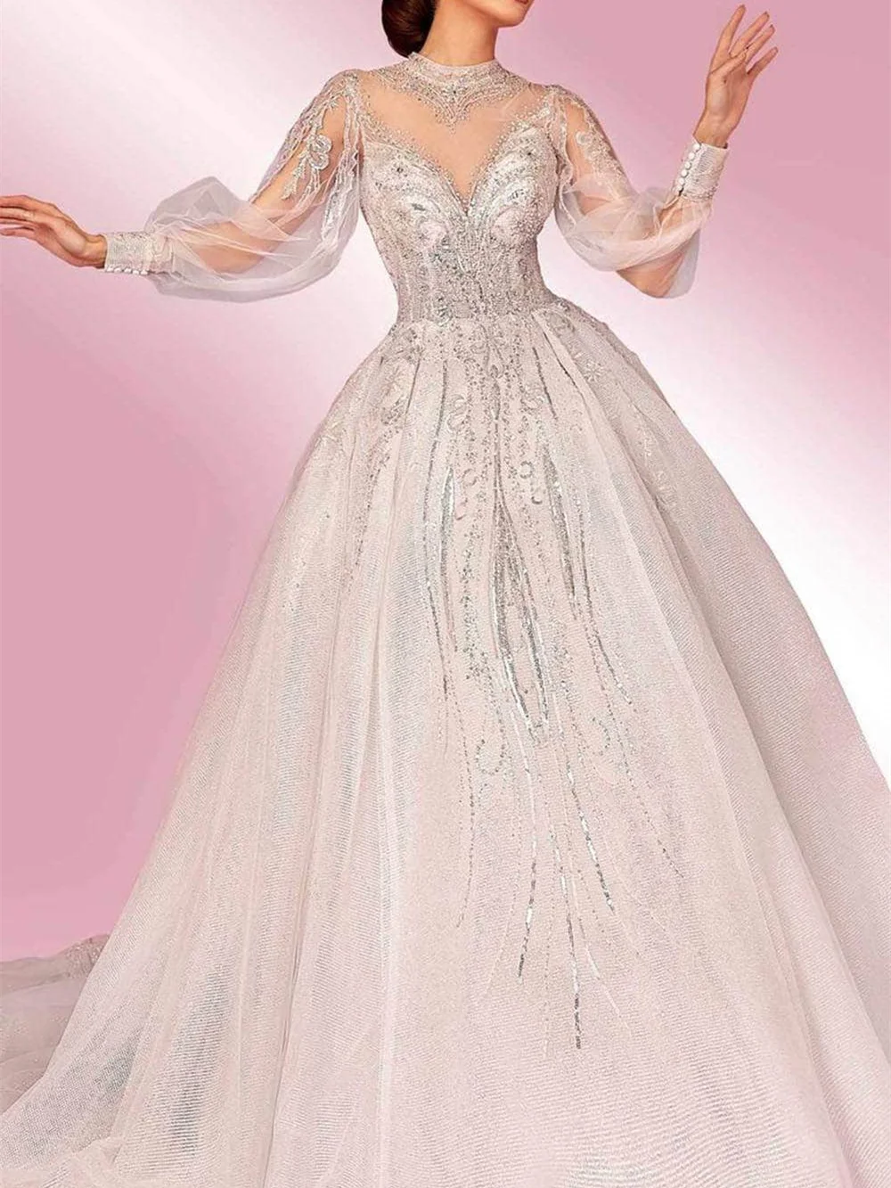 Elegante abito da sera in Tulle a-line abito da ballo con perline glamour 2024 elegante abito da sposa lungo fino al pavimento Vestidos De Novia