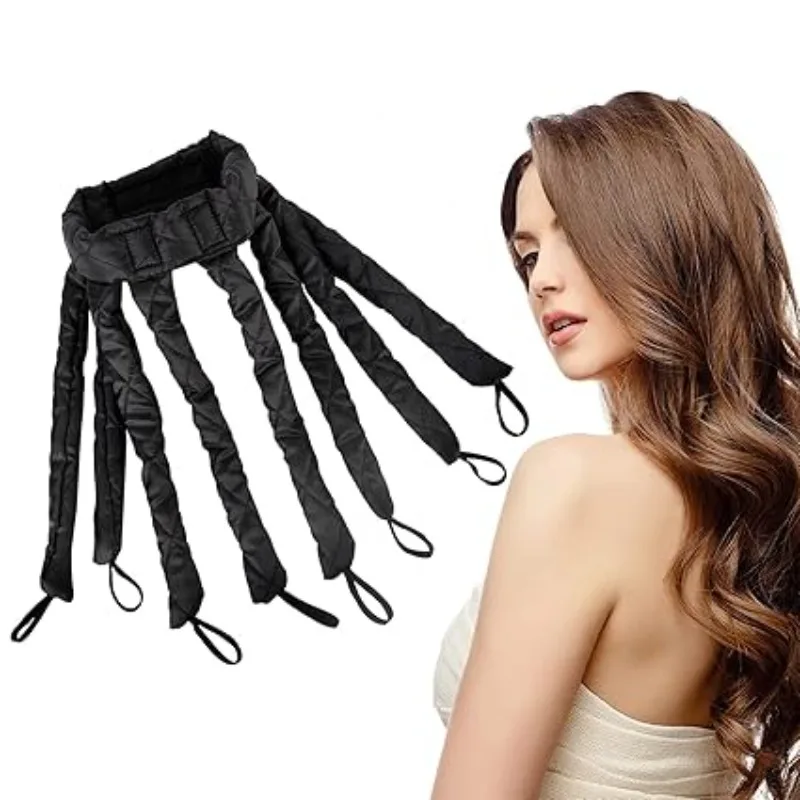 

Soft Satin Heatless Curler Headband 8 Removable Claws Adjustable Band Overnight No Heat Curls for Women Lazy Long Hair Styling