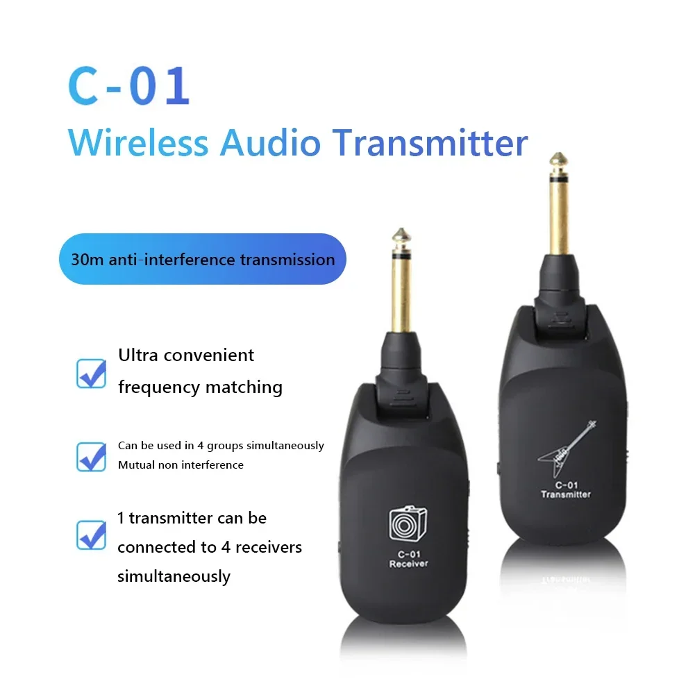 C01/A8 Wireless System Audio Transmitter Receiver Pickup USB Rechargeable Wireless System for Electric Guitar Bass Violin