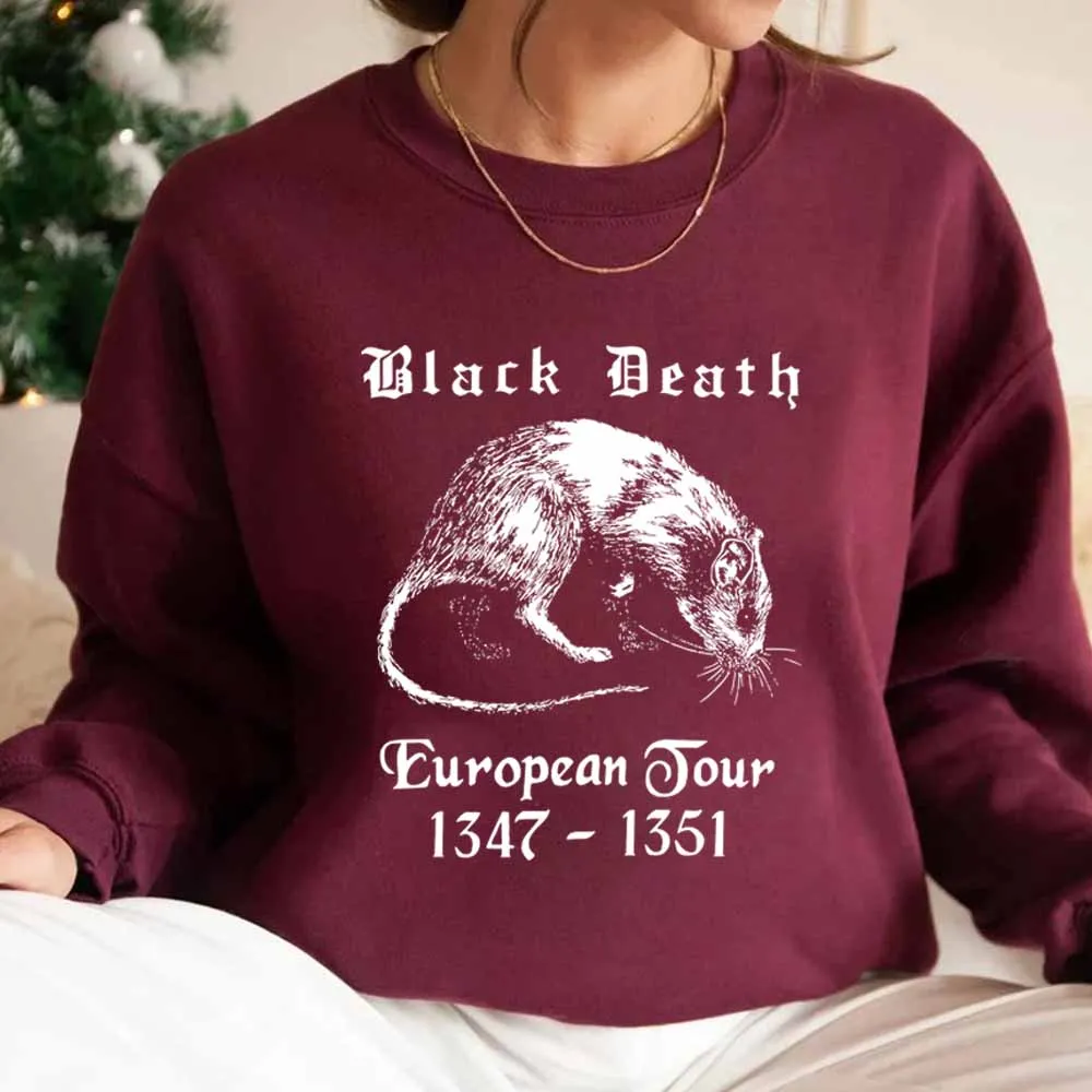 Black Death ยุโรปทัวร์ฮาโลวีนเสื้อกันหนาว Gothic ยุคกลาง Plague Rat Dark Art เสื้อกลางอายุฮาโลวีนอินเทรนด์เสื้อกันหนาว