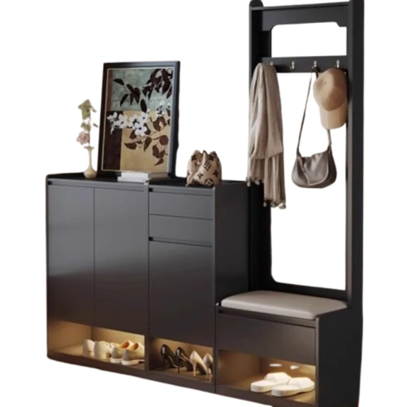 Integrated Simple Shoes Rack Black Wall Storage Design Family Shoes Rack Clothes Stand Meuble Rangements Cabinet Furniture