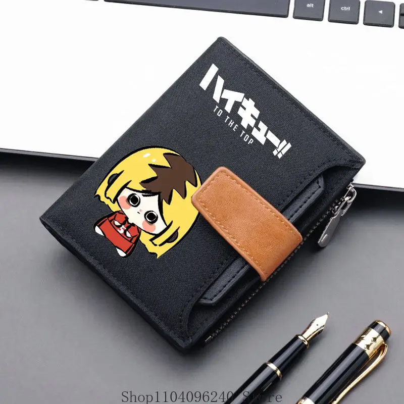 

Shoyo Hinata Tobio Kageyama Kei Tsukishima Cartoon Short Wallet Canvas Unisex Purse Men's Wallets Women Card Holders Coin Purse
