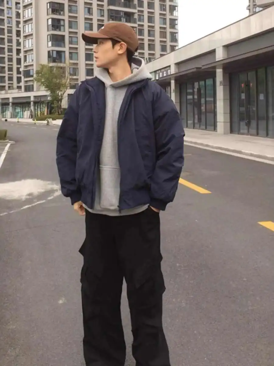 

American Sle ort Flight Jaet Men's Spring Autumn Loose Fit Collar up Top Cotton Blend Youth Casual Outerwear