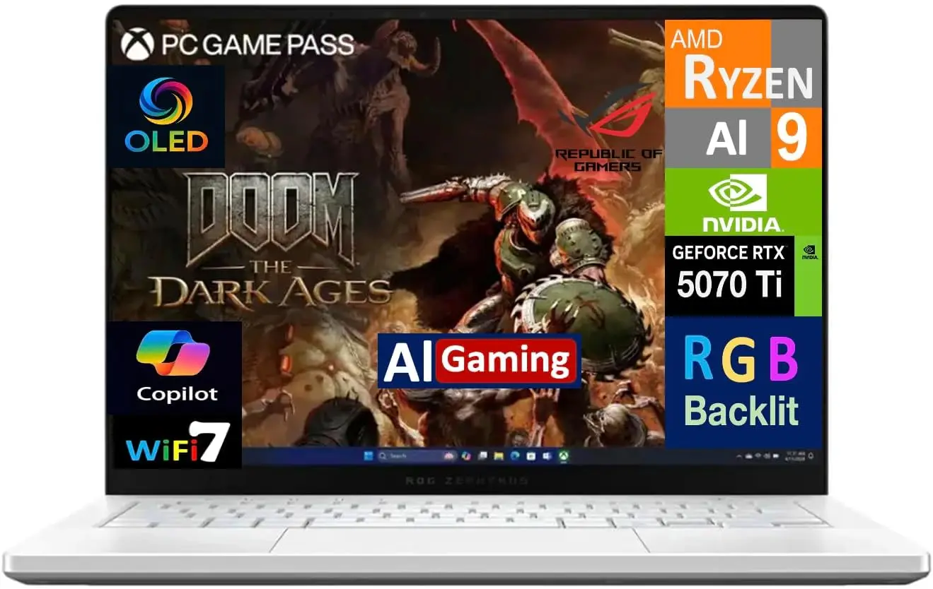

Игровой ноутбук ASUS ROG Zephyrus AI с 14-дюймовым OLED-дисплеем 2.8K 120 Гц (AMD Ryzen AI 9 HX 370, GeForce RTX 5070 Ti 12 ГБ, 32 ГБ LPDDR5X)