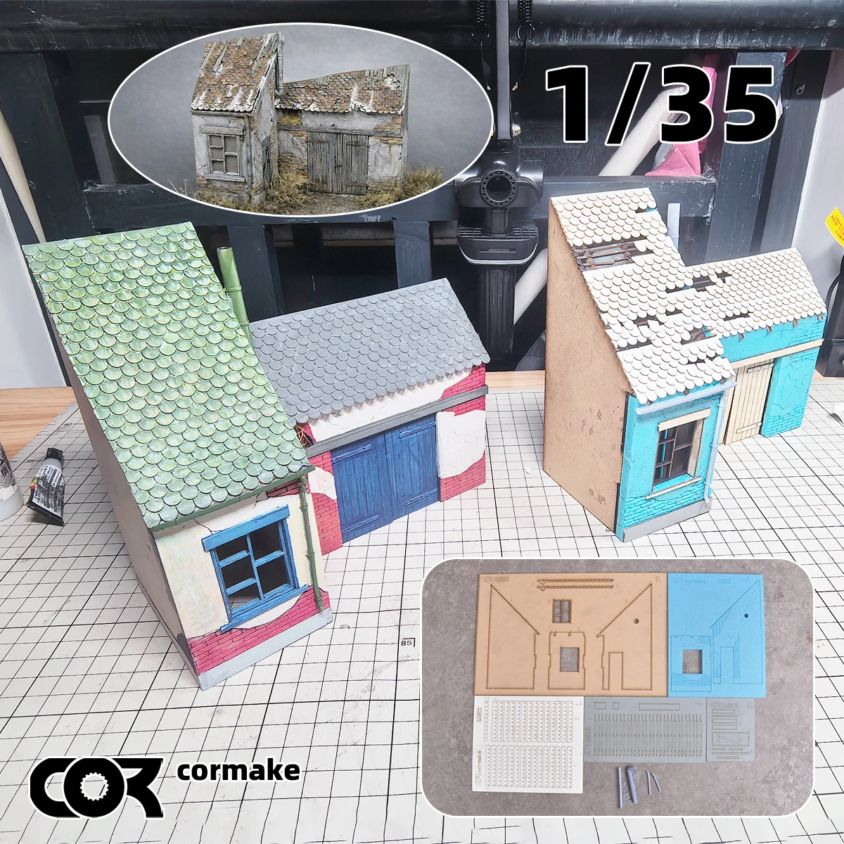 Assembly Paper Model Architectural Model Miniature Building Architecture Rural Housing House Diorama Scale Model Kit 1/35