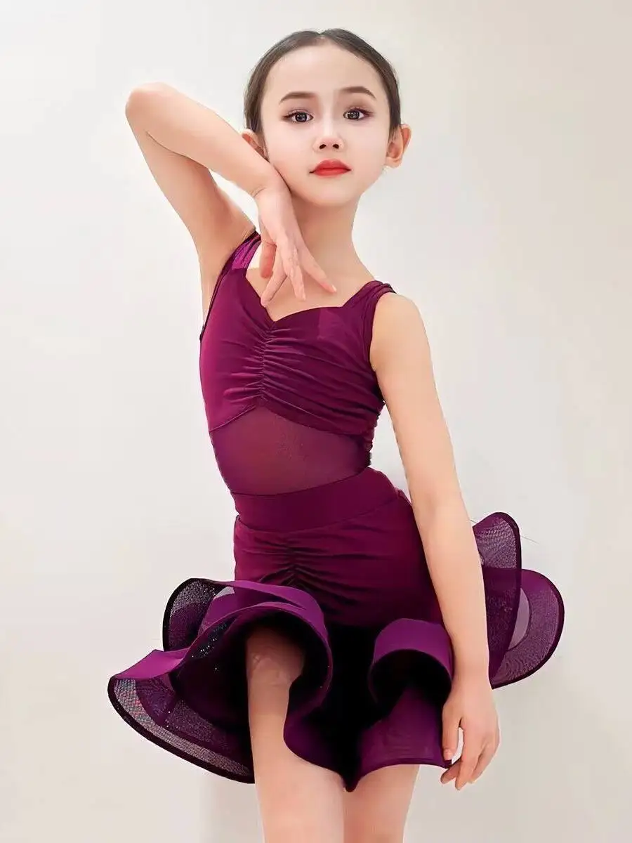 

Girls Latin Dance Dress Fringe Competition Tango Salsa Dance Clothes Kids Cha -cha Rumba Dance Practice Training Wear Stage