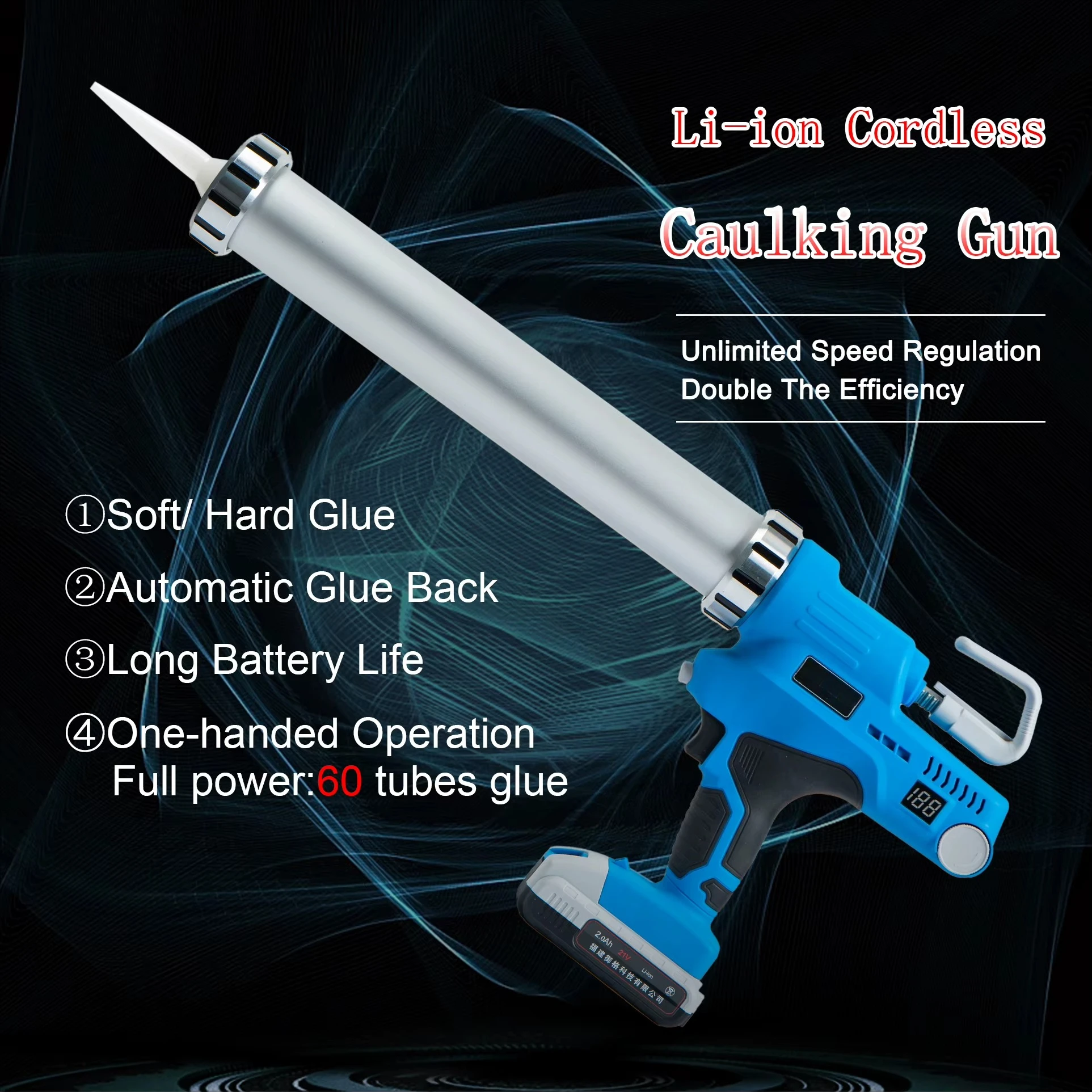 Best Selling 21V Lithium Battery Cordless Caulking Gun Used in Building House Decoration Project