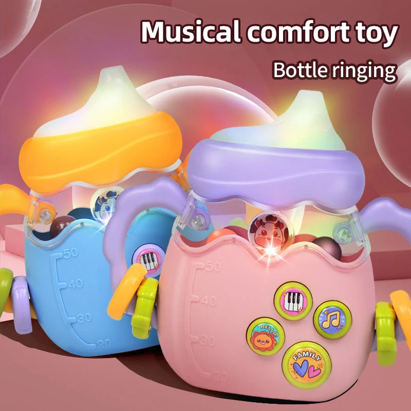 Baby Bottle chocalho Puzzle, Educação Infantil Brinquedo, Teaser Chupeta, Presente de Natal, Recém-nascido Grip Training, Música História