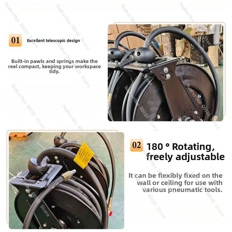 Automatic Retractable Air Hose Reel PU Braided Pipe Telescopic Winding Drum for Car Wash Beauty Salon Compressor Tool