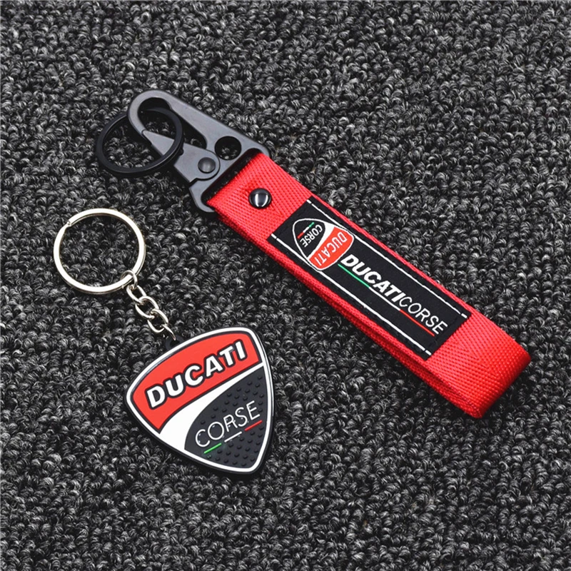 Embroidery Moto Keyring For Ducati Corse 796 795 821 Monster 696 400 Diavel Multistrada Scrambler KeyChain Key Chain Holder Ring