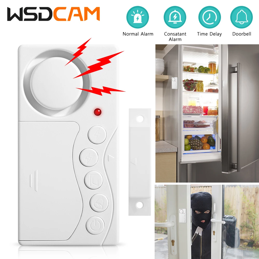 WSDCAM Freezer Door Alarm with Delay Door Chime Window Open Alarm Close Doors Reminder Loud 120 dB for Home, Store