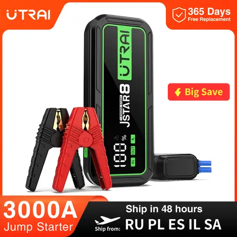 UTRAI 자동차 점프 스타터, 파워 뱅크, 20000mAh, 시동 장치, 자동 비상 배터리 부스터, 점프 스타터