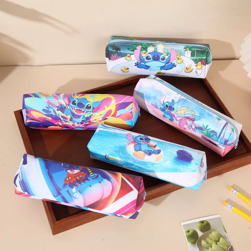 

New Cartoon Stitch Pencil Case Kawaii Angel Double Sided Full Printing Large Capacity Waterproof Stationery Bag Pencil Bag Gifts