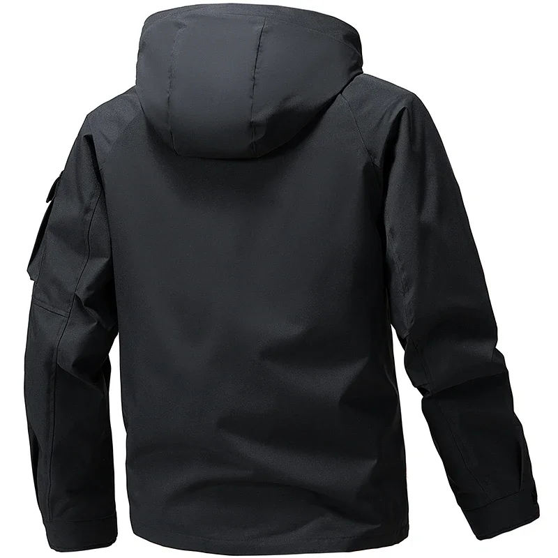 Outdoor Men's Three Anti-punching Jacket Waterproof Hiking Jackets Men Spring Fall Fashion Hooded Workwear Coat Casual Versatile