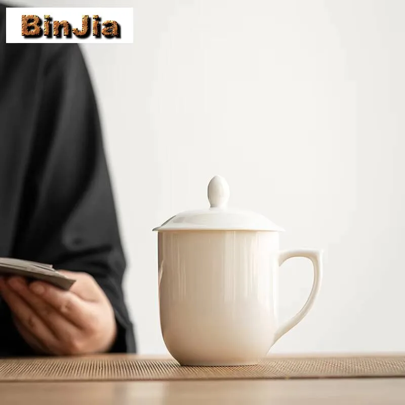 

350 мл чистая белая фарфоровая чашка для конференций, деловая офисная вода, персональный чайник, кувшин с крышкой, кофейная кружка, посуда для напитков, украшения