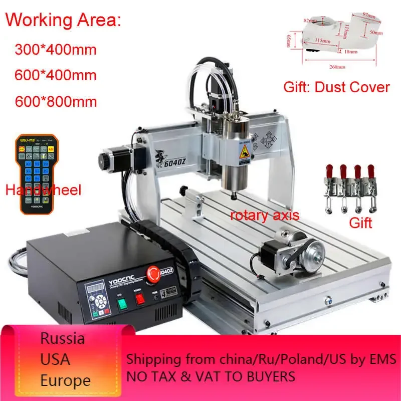 4 Axis CNC Router 6040 3040 8060 USB Port Milling Engraving Machine with Limit Switch for DIY Wood PCB PVC Acrylic Metal Carving