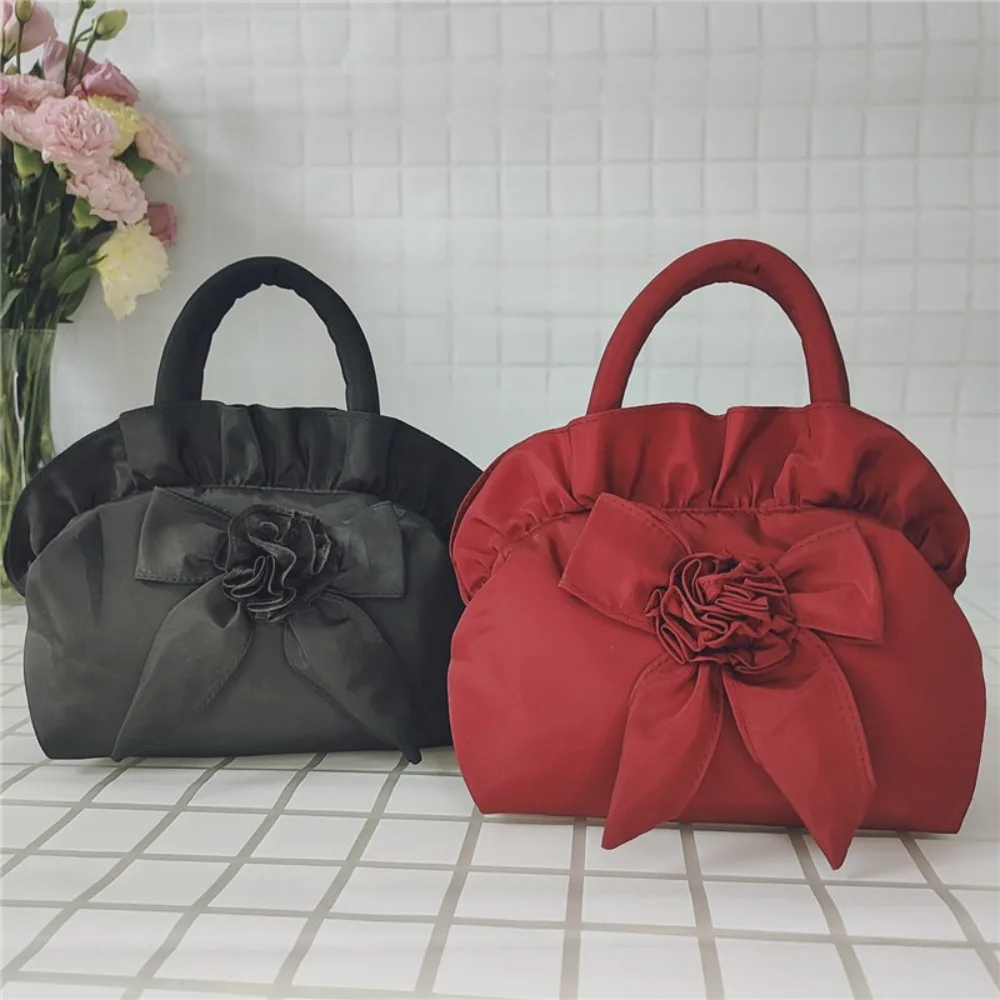 Small Women Middle Bag Top Handle Ladies Handbag Phone Bag Summer Purse National Style With Zipper Bowknot