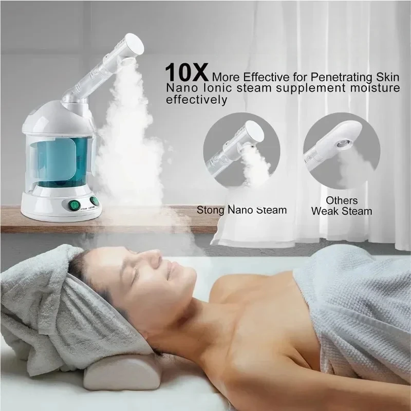 360° Rotatable Arm Steam Time Unclogs Pores blackheads Portable Facial Steamer for Personal Care Use at Home Salon