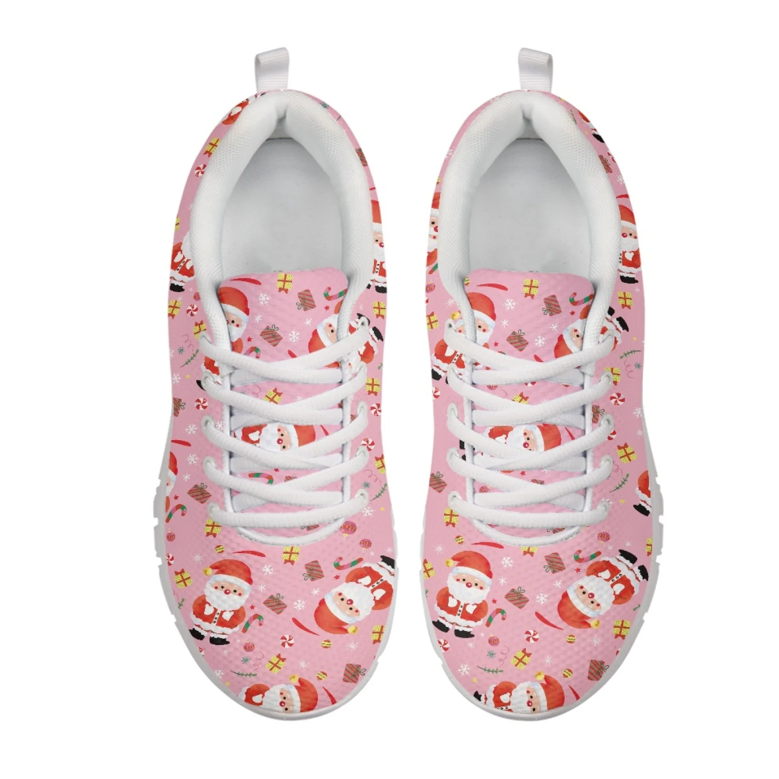 Coloranimal Santa Claus Print Walking Shoes Running Sneakers for Men Lace Up Tennis Shoes