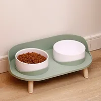 Cat Double Bowls Feeder Adjustable Height Pet Cats Drinker Water Bowl Elevated Feeding Kitten Supplies Pet Food Bowl Feeders