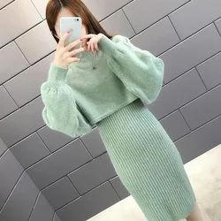 Turtleneck Dresses for Women Party Clothes Crochet Long Green Woman Dress Robe Prom Maxi Evening Knitted Chic and Elegant Pretty