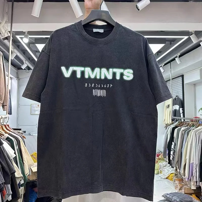 Beautiful Washed Black T Shirt Letter Print Mens Womens Best Quality 2024ss Summer Style Loose Street T-Shirt Tops