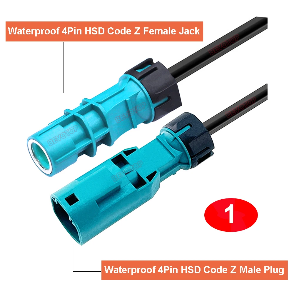

Waterproof LVDS Video Line Universal Code Z Male to Female 4 Pin HSD Cable High Speed 4-Core 535 Wire Harness BEVOTOP Auto Cable