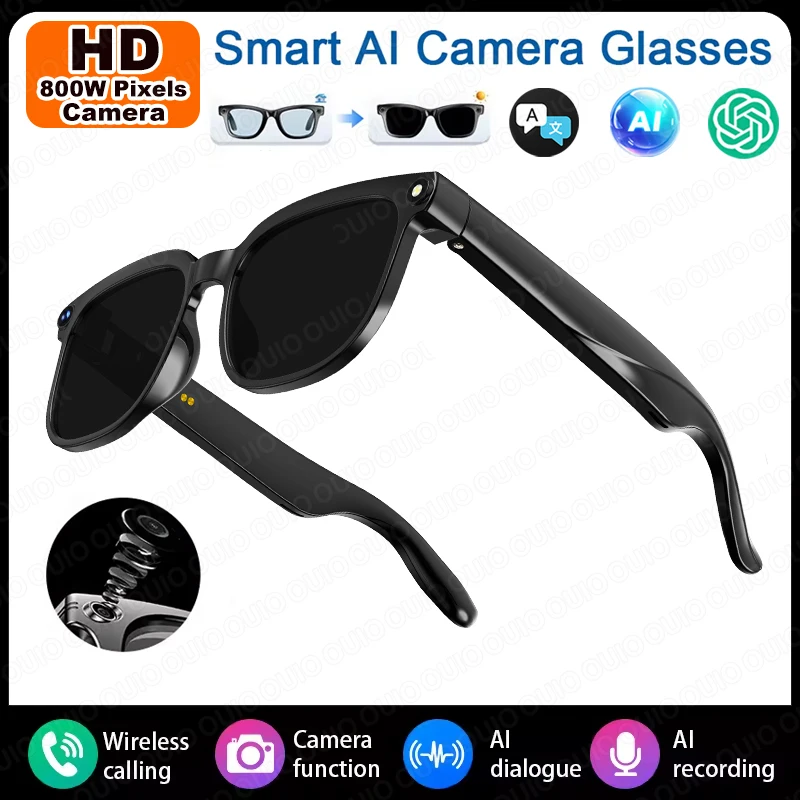Nouvelles Lunettes Intelligentes 2026 avec Assistant IA Photo, Caméra HD 800W, Traduction IA, Enregi