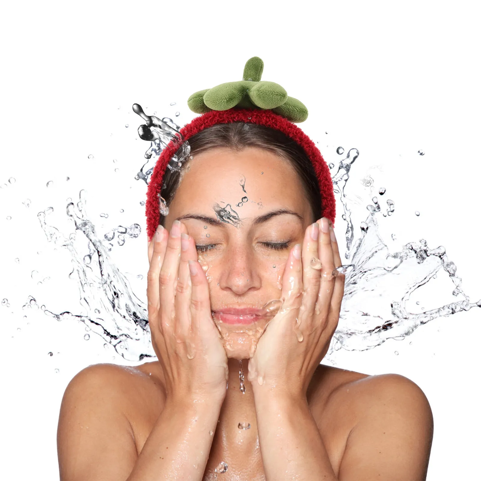 

Милая повязка для волос с клубничным дизайном для умывания, женская повязка для макияжа и спа-процедур, аксессуар для ухода за кожей лица, широкая, удобная, хорошо сидит на голове