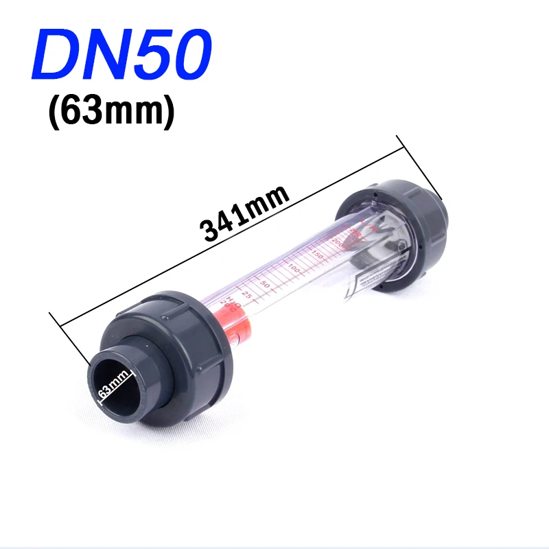 

1pcs LZS-50(DN50) Waterflow Measuring Tool Plastic Tube Type Liquid Flowmeter 0.4-16m³/H Range Liquid Flow Rate Gauge Rotameter