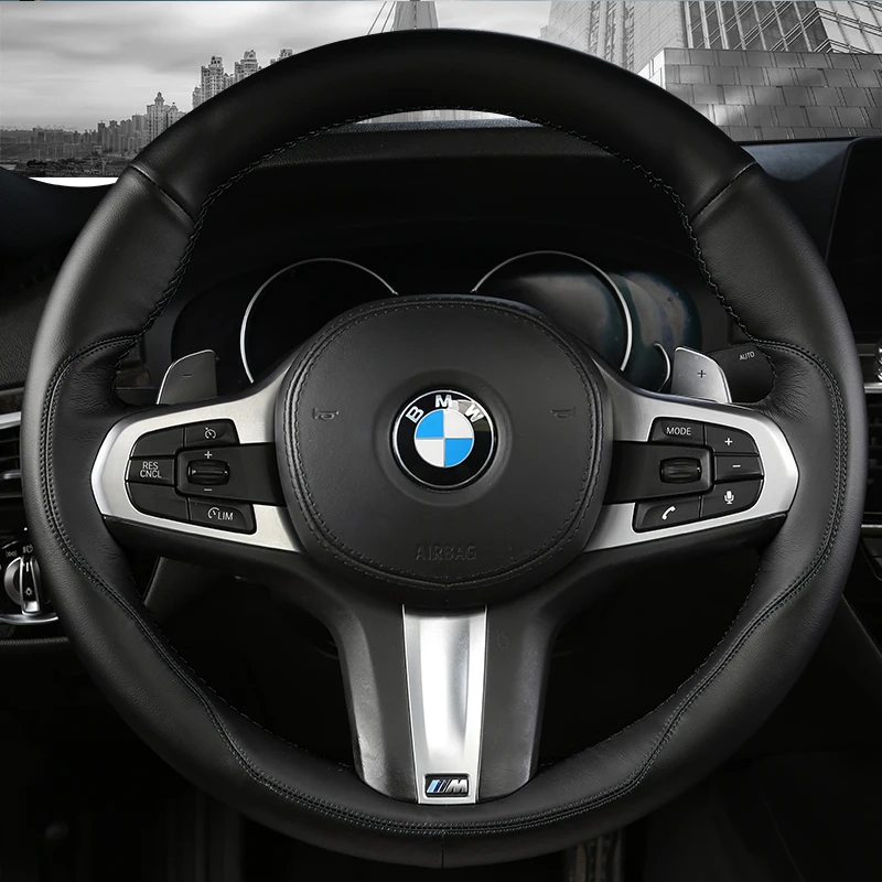 Hand Sewing Braid Car Steering Wheel Cover for BMW 3 5 Series 325i 325li 330i 525i 525li 530li Genuine Leather Car Accessories