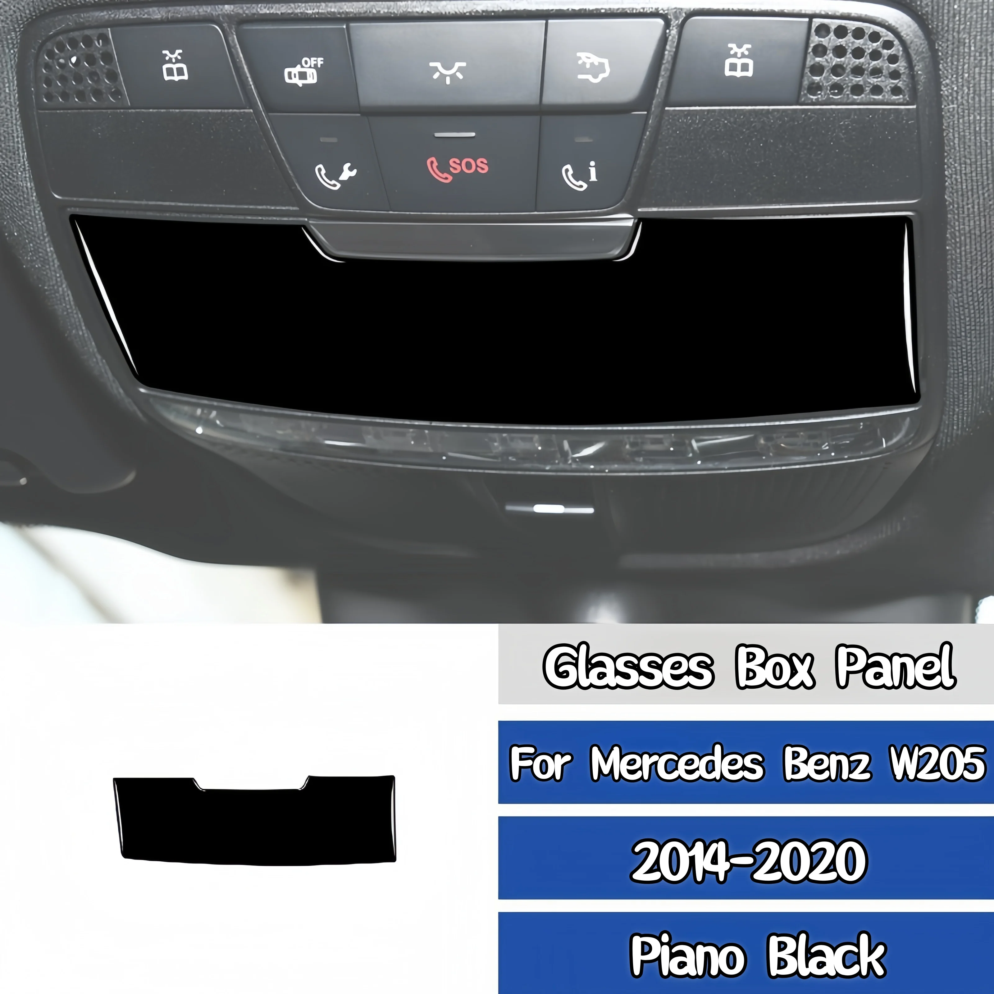 

Для Mercedes W205 Benz C Class GLC 2014-2020 Piano Black Авто очки Коробка Панель Декоративная крышка Наклейка Автомобильные аксессуары
