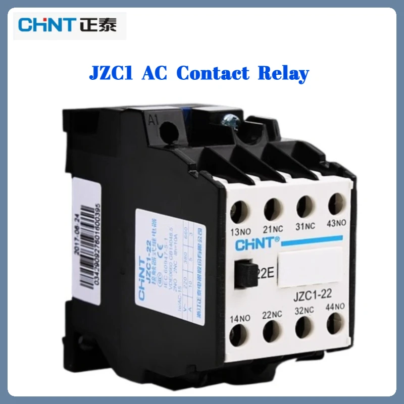 Chint JZC1-22/31/40/44/53 AC Contact Relay 2PDT/4PDT/5PDT 220V/380V Control Compact Design for Automation Circuits​