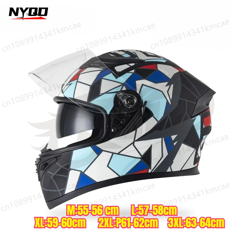 Full‑Face Motorcycle Helmet Dual Visor With Spoiler Men Women 4‑Season Universal Motorbike Safety Helmet Optional For Riding