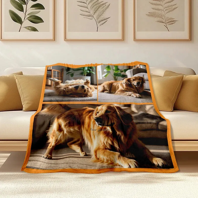 

UJF03Specially Designed Flannel Blanket Featuring Adorable Dogs With Up To Three Customizable Pictures For Loved Ones5Ln&