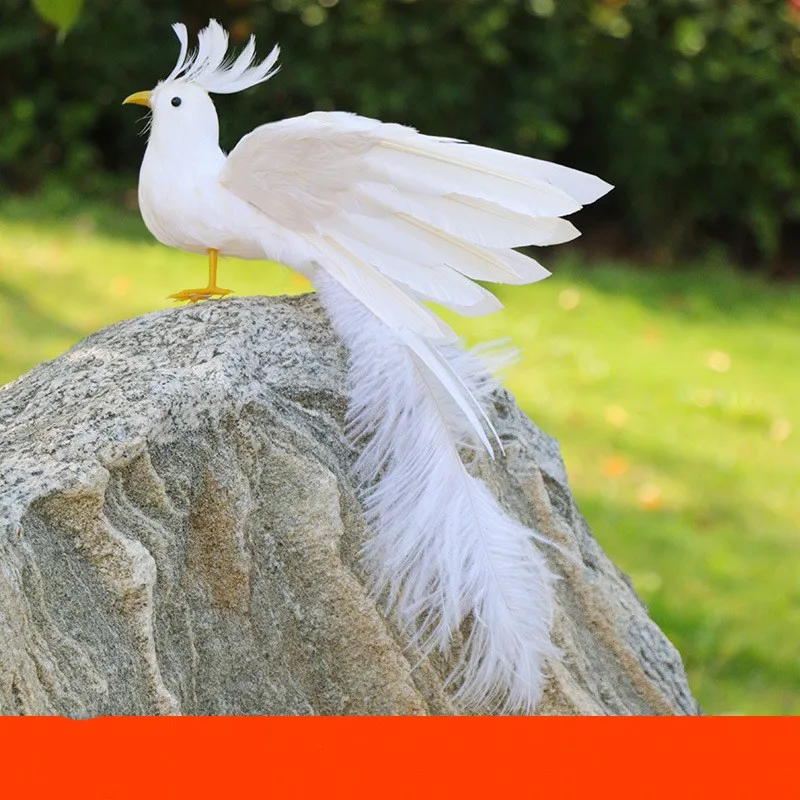 White Phoenix Bird Simulation Model 27cm Foam Feather Ornament Home Decor Gift