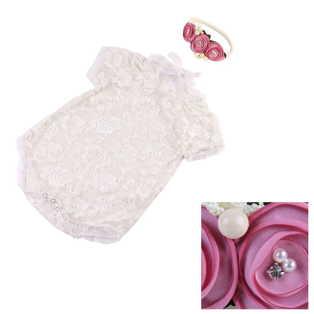 بدلة الزحف الدانتيل ارتداءها لينة تنفس طفلة صور الدعائم الجوف خارج تصميم عقال زي الوليد الأبيض