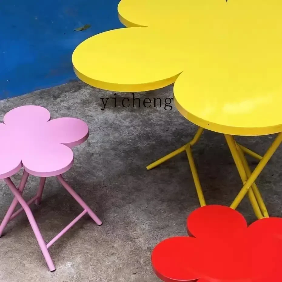 DSA-- outdoor table and chair  open-air leisure Nordic  alloy color integrated high-end petal chair