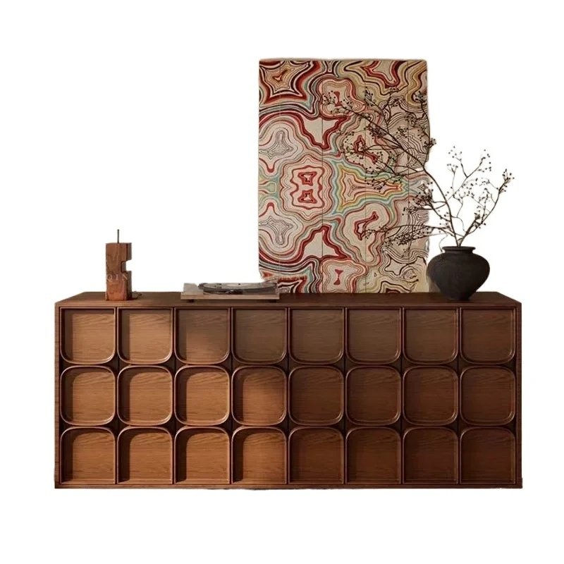 

Solid wood decorative cabinet, dining side cabinet, new Chinese-style retro entrance, medieval style living room storage