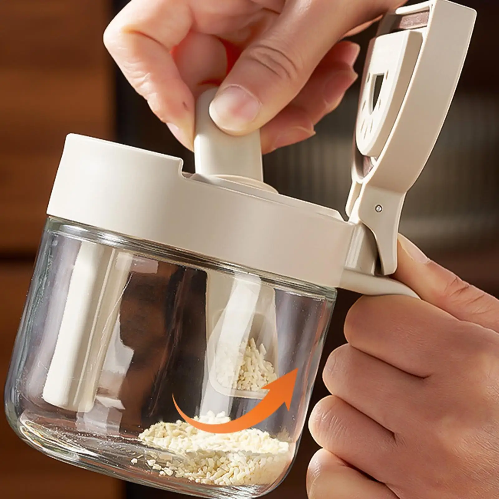 Airtight Seasoning Jar with Spoon Condiment Container with Lid Kitchen Countertop Organizer For Sugar Honey Spices Home Camping
