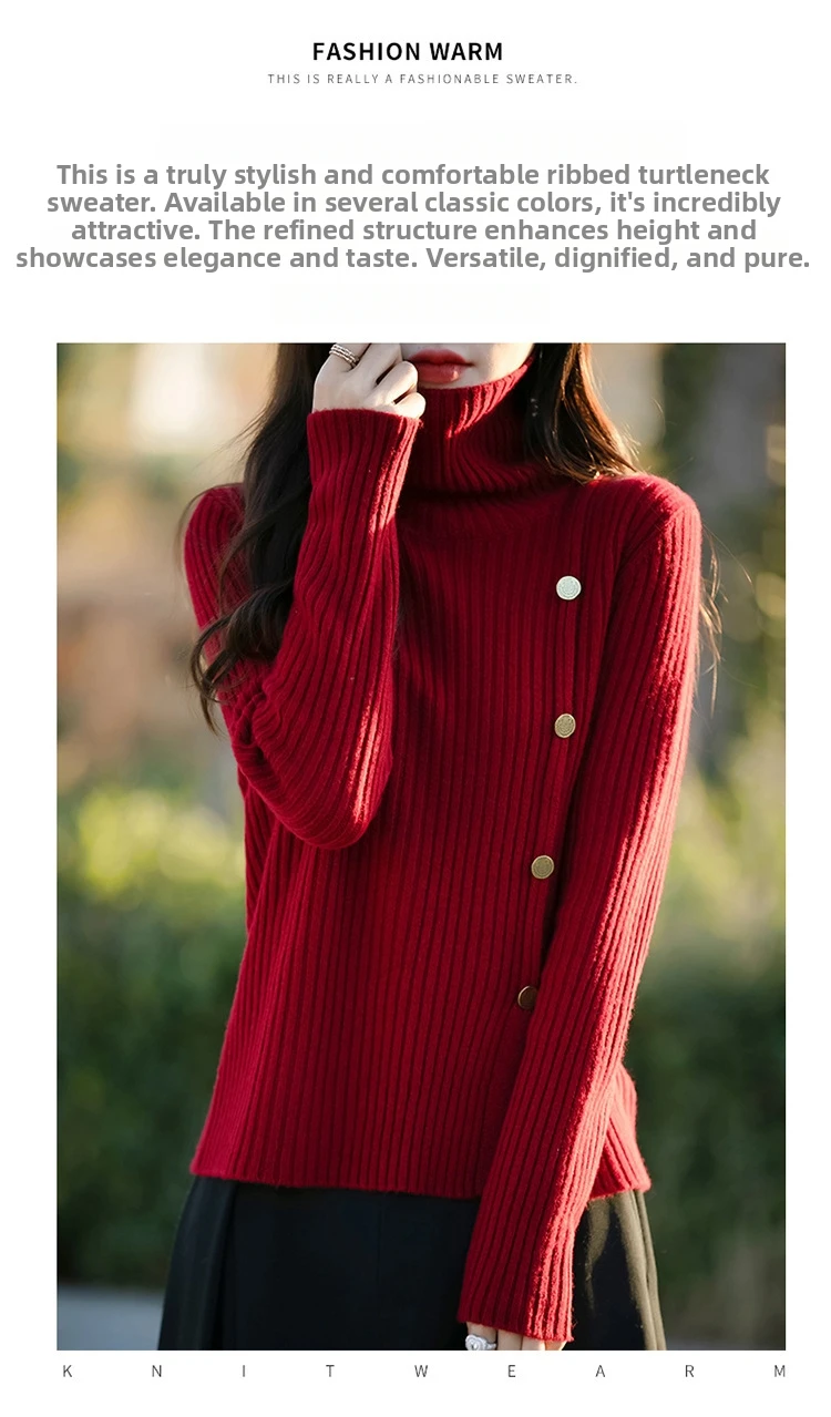 여성용 하이 칼라 니트 풀오버 후드 스웨터 긴 소매 단색 기본 셔츠 가을 겨울용