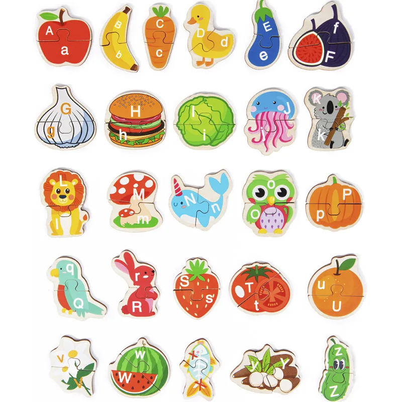 Wooden Letters Cognitive Matching Puzzle 26 Alphabet Puzzle Game Early Education Learning Educational Toys For Children Kids