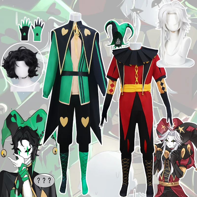 Anime The Freak Circus Harlequin Clown Cosplay Costume Pierrot Jester Unisex Wig Halloween Carnival Disguise Performance Stage
