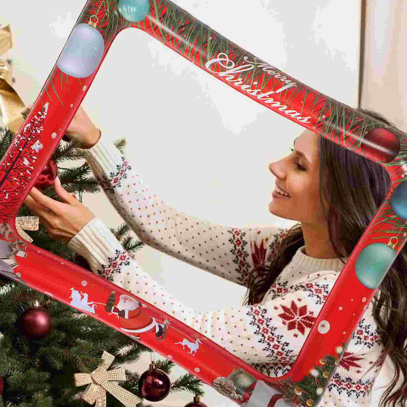 Holiday Inflatable Photo Frame New Year Frames Party Props Red Pvc Christmas Backdrop