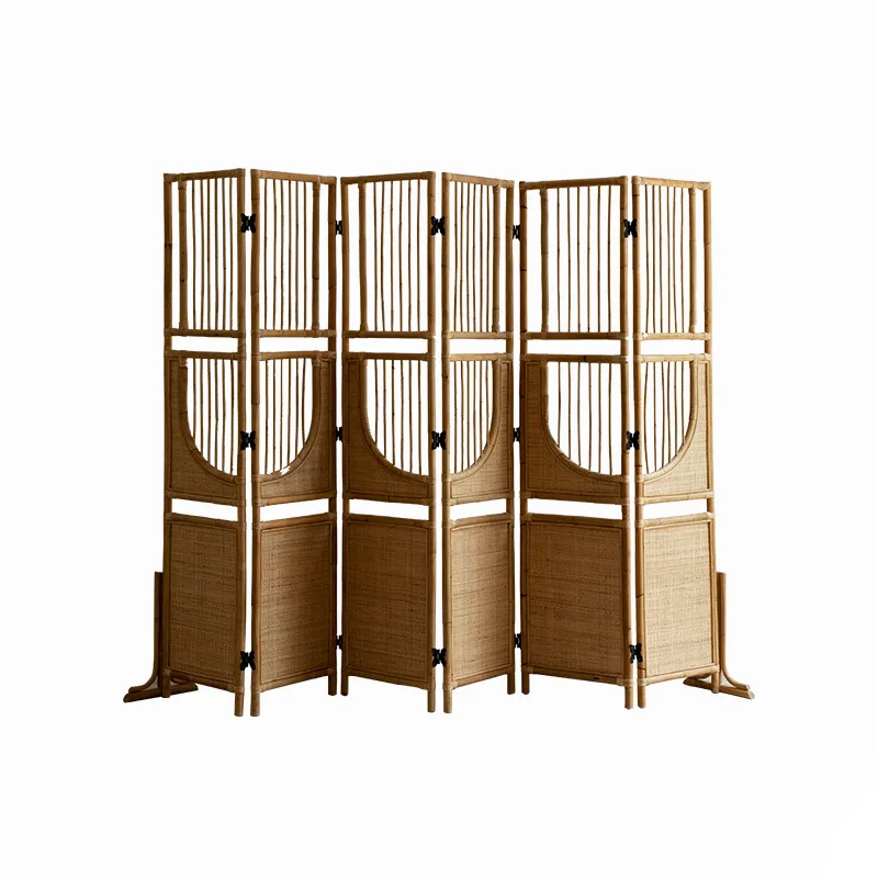 Rattan Art\ Wabi Sansi Wind Rattan Screen Foldable Room Partition Hotel Homestay Tea Room Folding Screen
