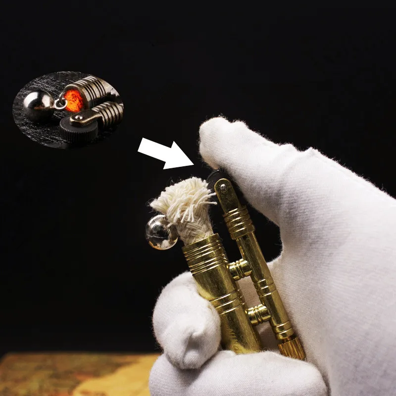 

Windproof Portable Retro Grinding Wheel Oil Lighter Metal Outdoor Match Camping Survival Smoking Accessories Tool with Box