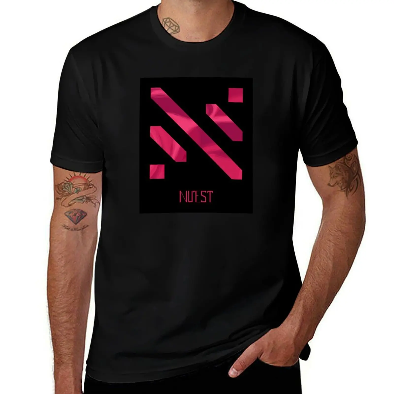 

quality shirt design shirts NU'EST logo high t cotton t print sticker custom kpop T-Shirt