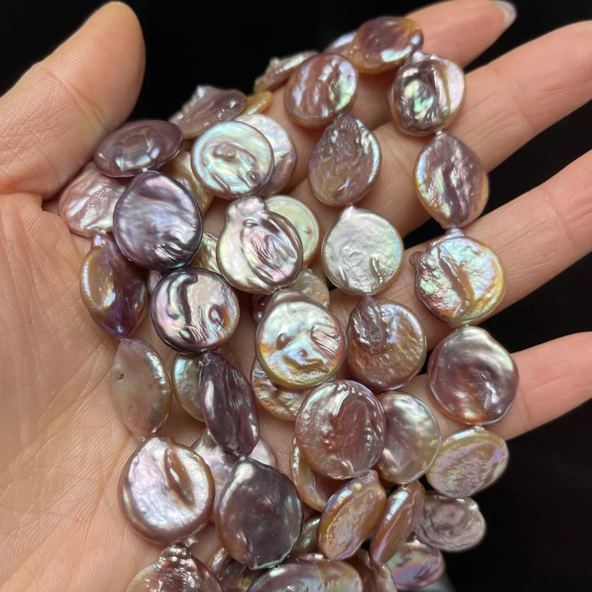 15-16mm 4A 뜨거운 판매 천연 담수 보라색 진주 바로크 라운드 완벽한 구슬 쥬얼리 DIY 목걸이 팔찌 액세서리 만들기